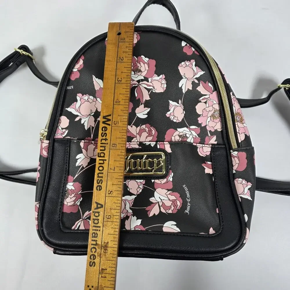 JUICY COUTURE Pretty Rose Rosie Floral Pink MINI Backpack Bag Front pouch